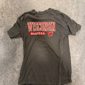 University Of Wisconsin Badgers Gray Collegiate T-Shirt Size Large Embroidered